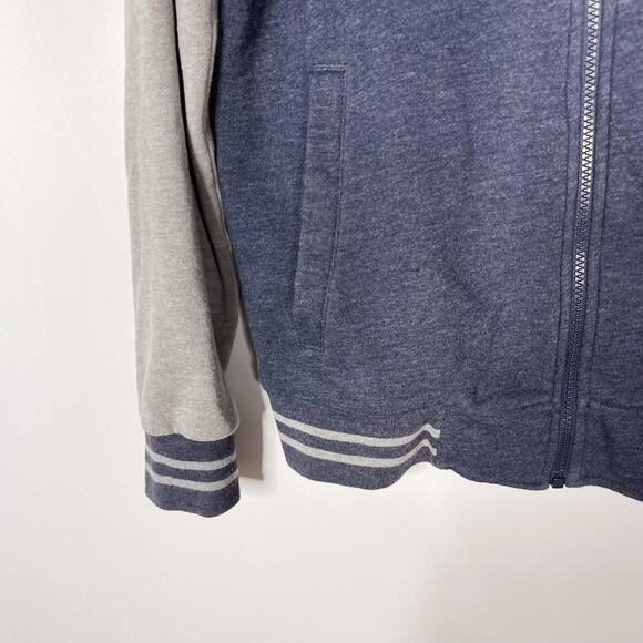 Gap Mens Small S Blue Gray Knit Bomber Jacket Full Zip Stripe Ribbed Hem Cuff - Picture 4 of 8